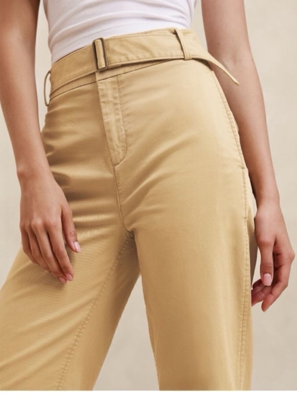 NWT Banana Republic Belted Utility Authentic Button hem Chino Size 6 Beige - Picture 11 of 13